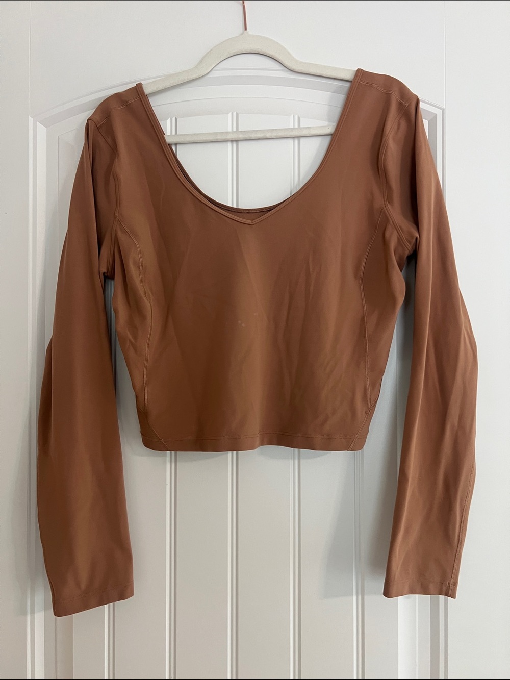 lululemon athletica Long Sleeve Scoop Crop Top - Chestnut Brown